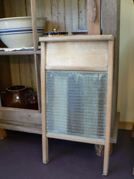Washboard Rustic Primitive antique glass washboard Log