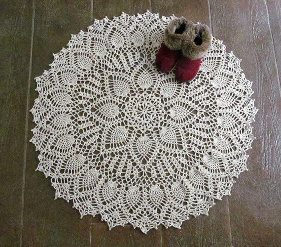 Crocheted Doily Rug Pattern Double Pineapple 50