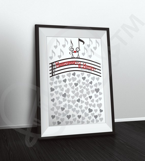 Music Themed Wedding Guestbook Poster by ChrisetteDesigns on Etsy