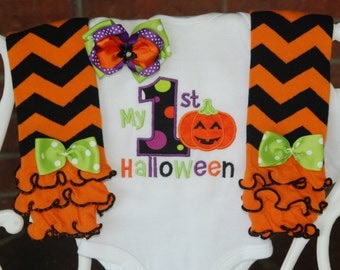 Baby Girl First Halloween Outfit! Baby Girl My 1st Halloween Outfit/Pumpkin Halloween Outfit/Halloween leg warmer outfit/Halloween Outfit