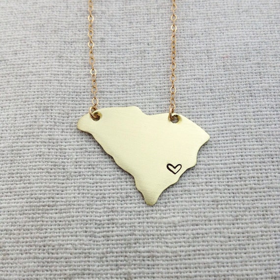 South Carolina Necklace Personalized Stamped by BERKLEYandBEAN