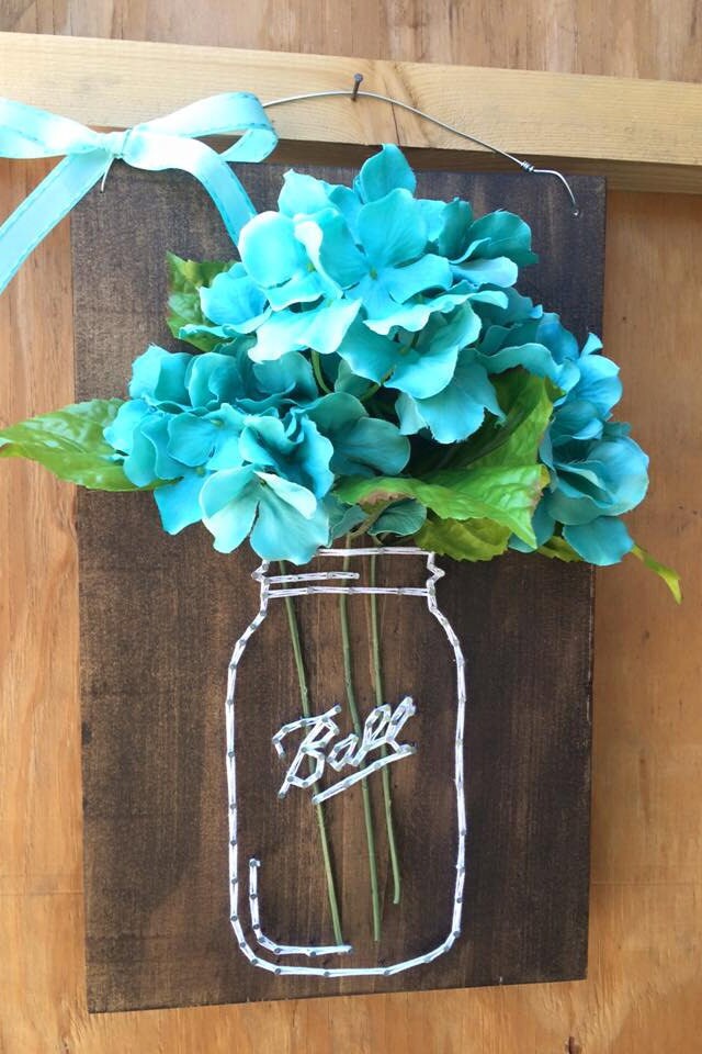 Mason Jar String Art with Flowers