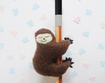Sloth Pencil Topper/Hugger - Felt Plush