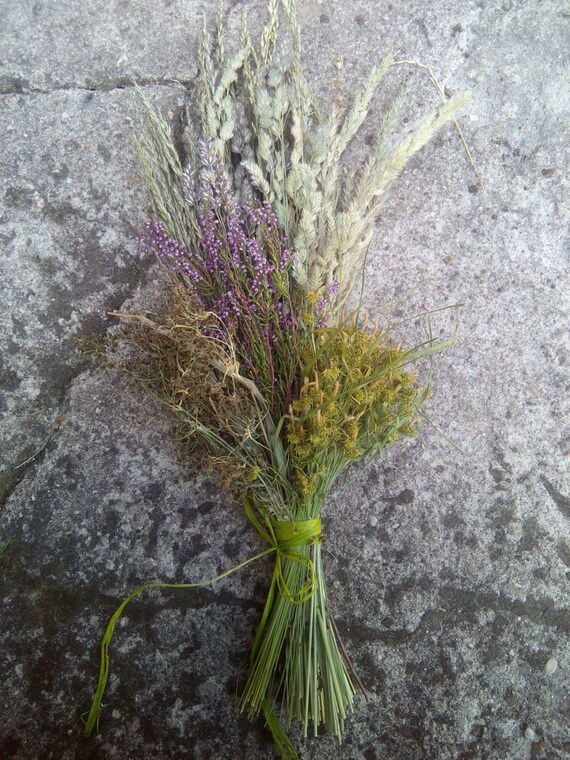 Dried flower bouquet natural grass and flowers arrangement
