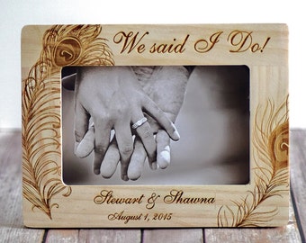 We said I do Picture Frame- Peacock theme- We said I do! - Personalized picture frame- wedding gifts- Bridal Shower Gifts- Gift for couple