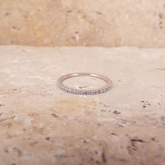 1 mm White Gold High Quality Eternity Ring CZ by LasyaJewelry