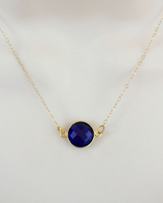 Dainty Birthstone Necklace Delicate Gold Necklace Sapphire