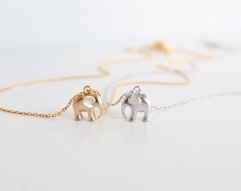 Elephant Necklace, Tiny Gold/Silver Baby Elephant, Choker Length, Symbolic Charm, Wisdom, Layering Necklace, Wedding, Bridesmaid Gift
