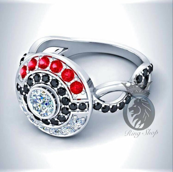... Ruby, Black and White Diamonds Infinity Band Engagement Promise Ring