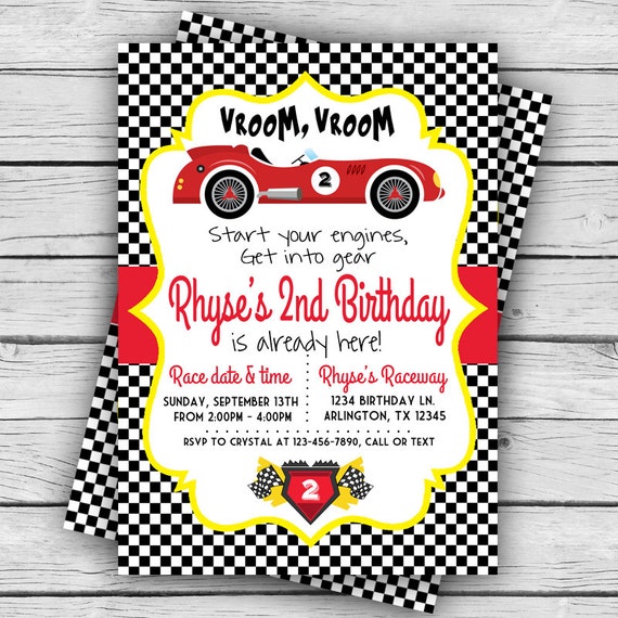 Vroom Vroom Race Car BIRTHDAY INVITATION Birthday Invitation