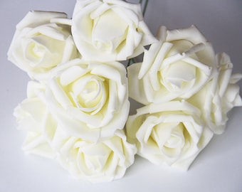 8 pieces Artificial Flowers, Wedding Flowers Supplies, Fake Foam Roses, Floral Wedding Decor Bridal Bouquet Flowers(122-16)