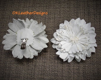 Leather Flower Shoe Clips Wedding Accessories Black/White