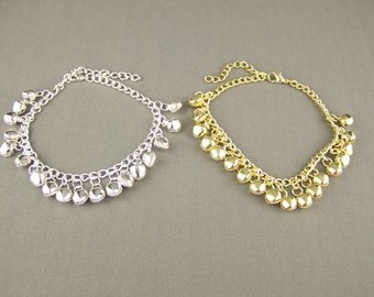 Jingle bells anklet ankle bracelet jewelry jingly bell silver or gold tone 7 to 10.5 inches long adjustable hippie