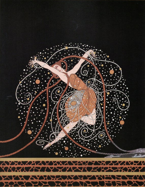 Chic Original Vintage ERTE Art Deco PRINT ONDEE The