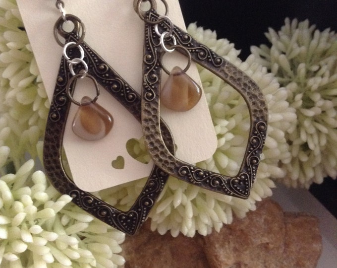 Bronze & Czech Glass Earrings