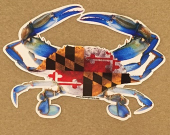 Maryland BLUE Crab Vinyl Window Decal - 3 sizes available