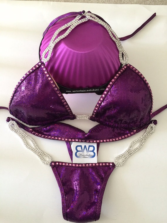 Plum Crazy Sequin Competition Bikini by WaterbabiesBikini on Etsy