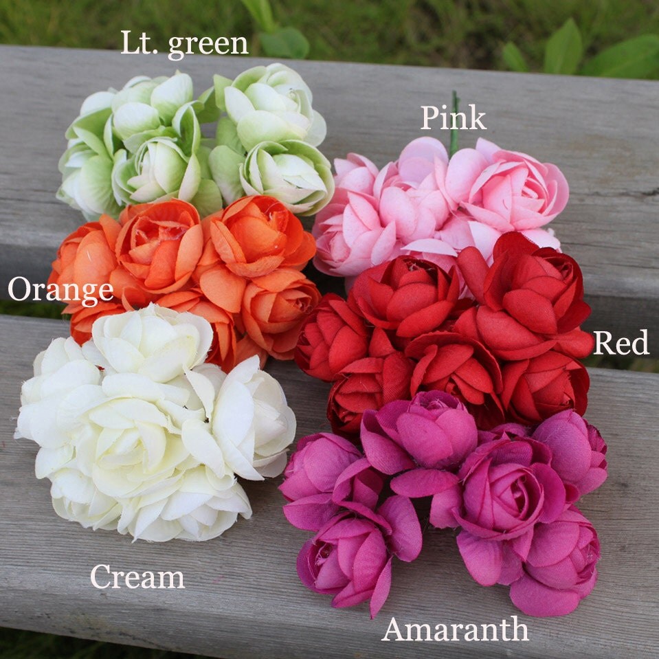 Bunch of 6 Millinery Wired Artificial Flower Bunch Silk Rose