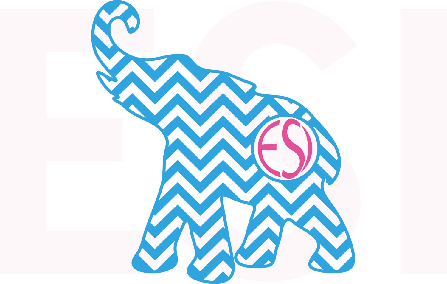 Elephant monogram SVG. DXF EPS vinyl cut files for use with