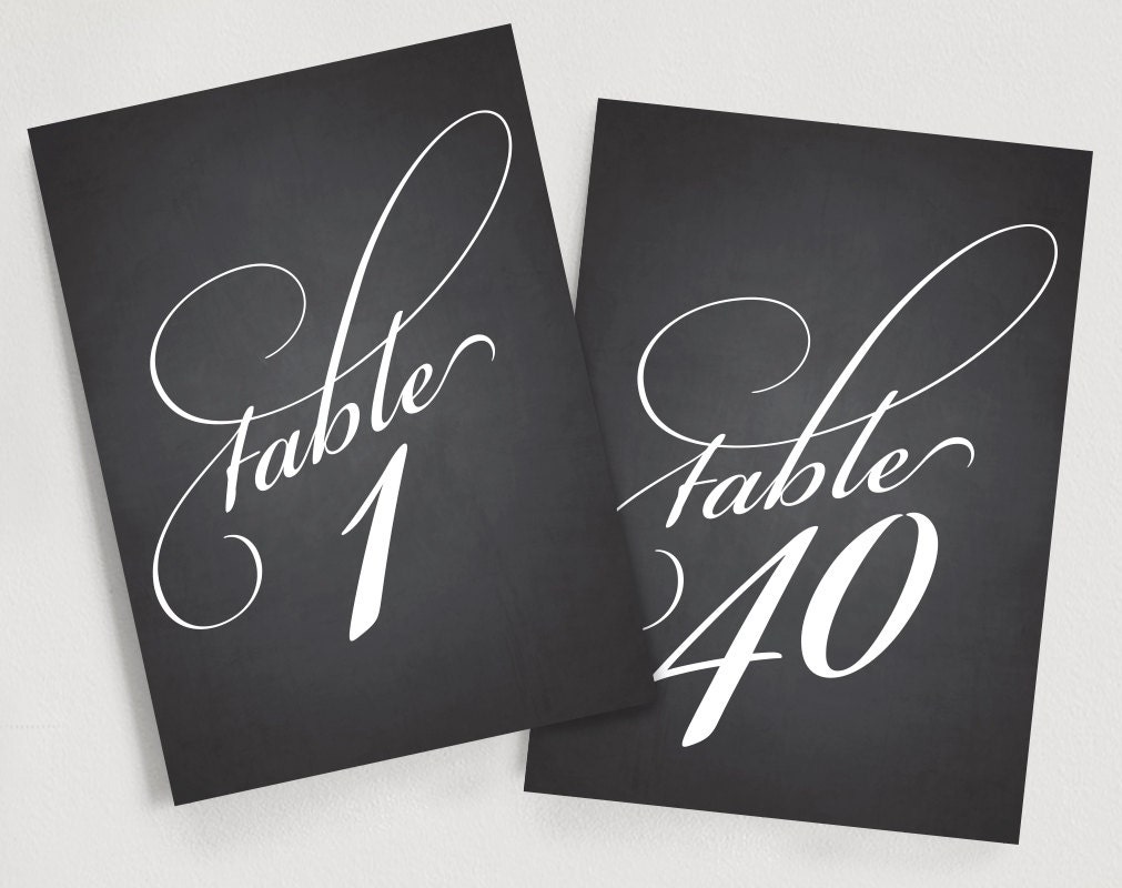 printable table numbers 1 40 wedding sign by blisspaperboutique