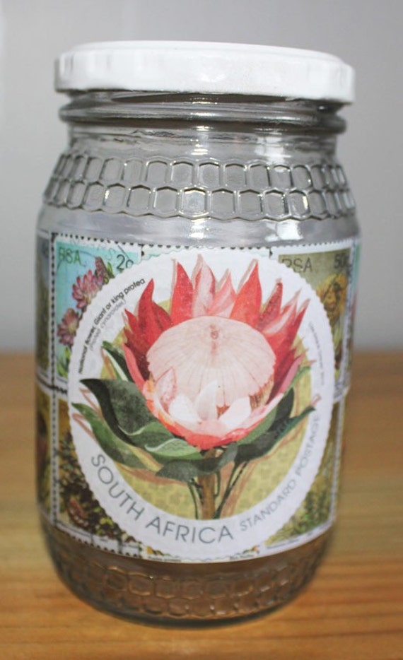 Upcycled Jam Jar South African Protea by AfricanSwellCreation