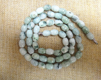 Free shipping natural green jade necklace oval bead necklace
