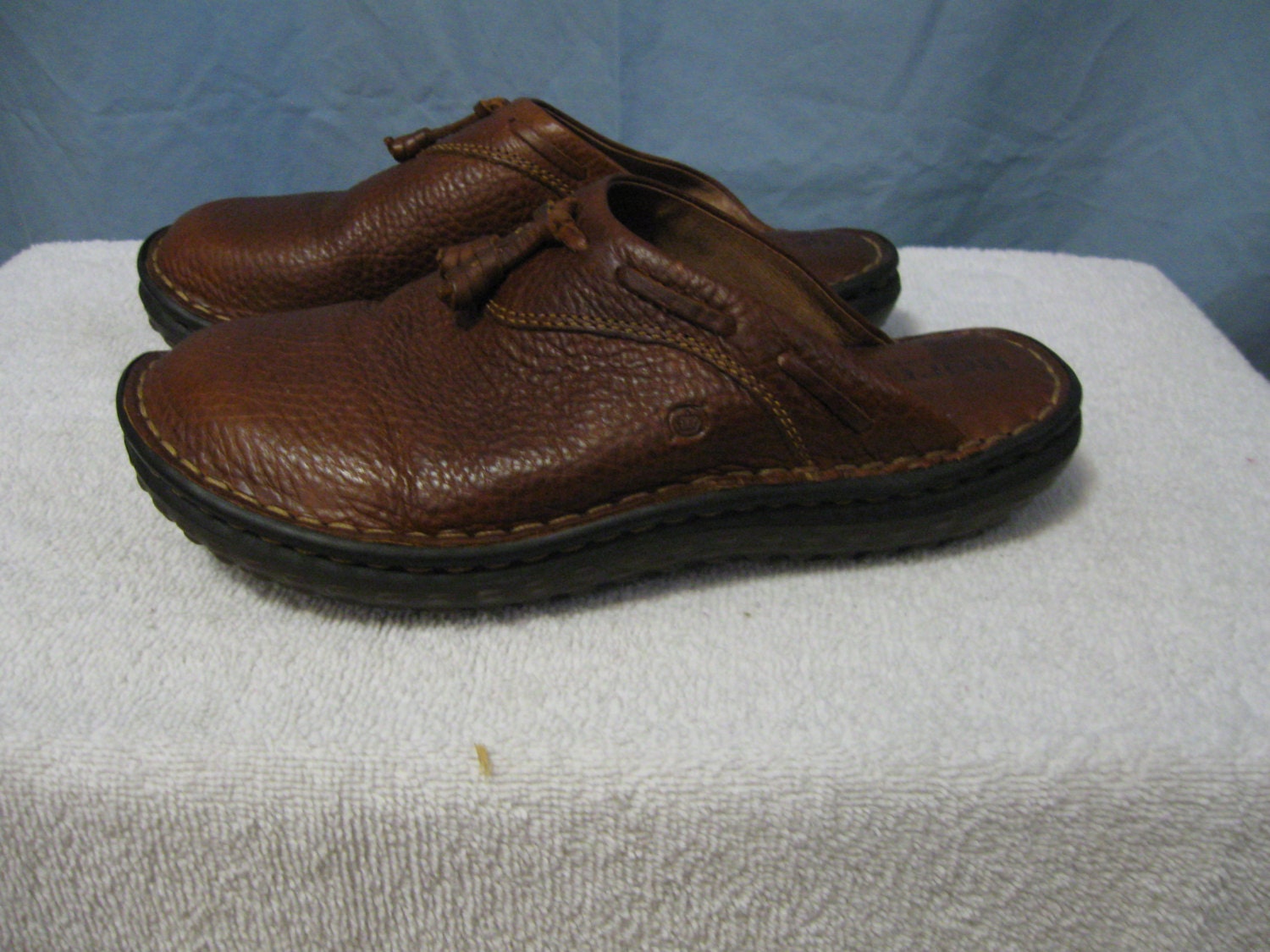 brown slide mules