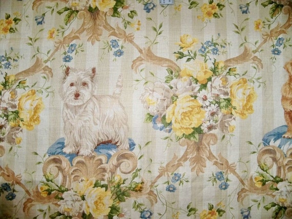 LEE JOFA KRAVET Dogs Toile Stripes Fabric by ExquisiteFabrics2015