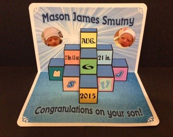 Baby Congratulations Pop Up Card personalized