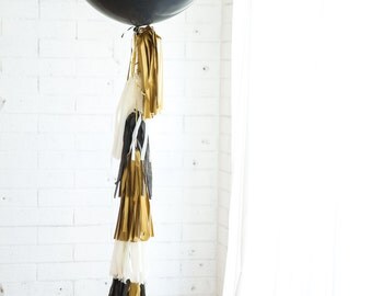 36 inch Balloon Tassel // Glitz & Glam // Gold, Black, Ivory // New Years Eve, Wedding, Champagne Toast, Photo Prop