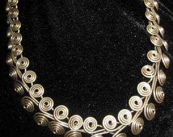 Unique Vintage Silver Spiral Choker Necklace