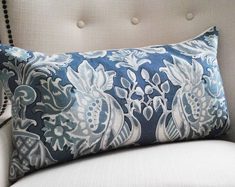 Decorative Pillows, Lumbar pillow cover, Blue white pillow, Pillows, Home decor, Throw pillow, 14 x 26 inch, 14 x 24 inch, blue pillow cover