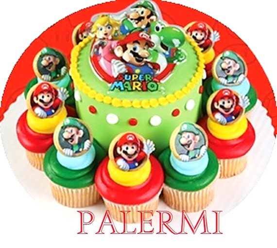 Super Mario Cake Topper 12 Cupcake Rings Cake Kit Super