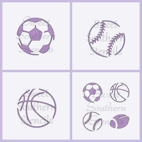 Sports Ball Stencils 4 separate stencils by SweetSouthernStencil
