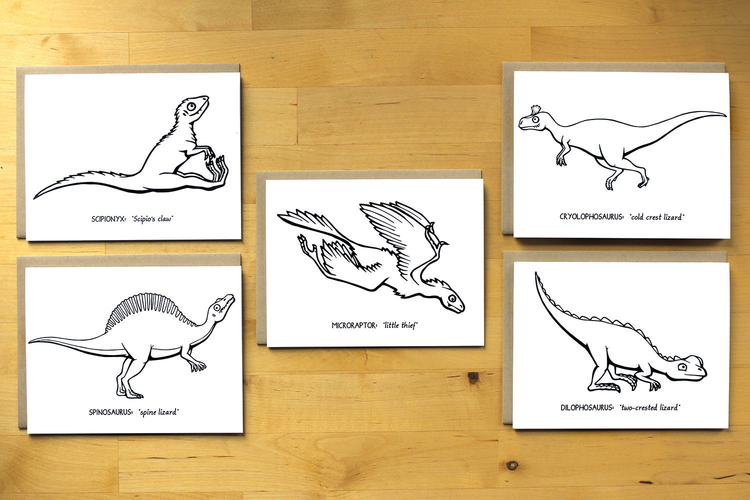 Dinosaur coloring cards carnivore greeting card by OhPlesiosaur