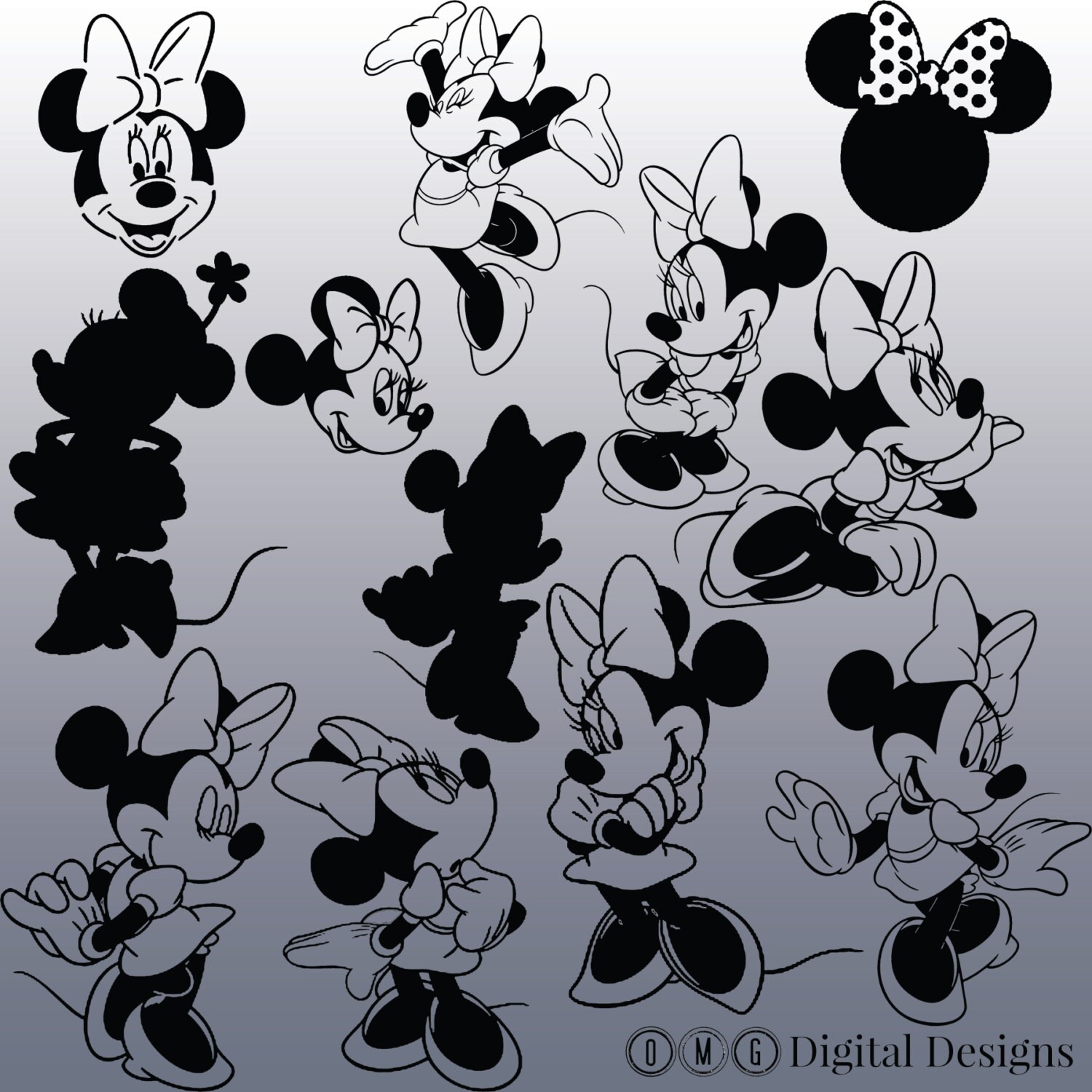 12 Minnie Mouse Digital Clipart Clipart Design Elements