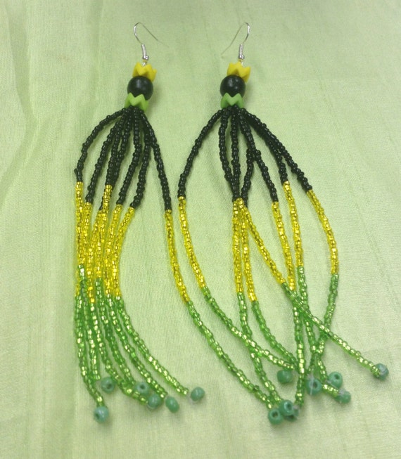 Jamaica Flag Earrings by StatsMuseum on Etsy