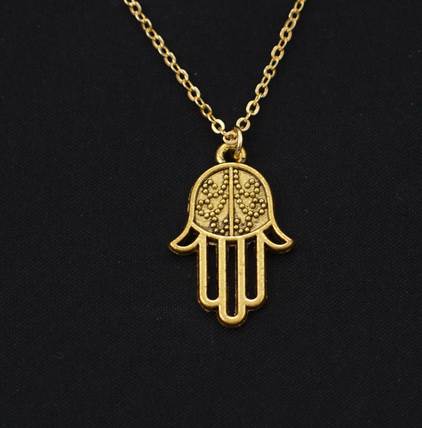 hamsa hand necklace gold hamsa charm yoga jewelry