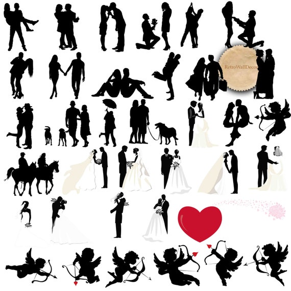 free wedding party silhouette clip art - photo #32