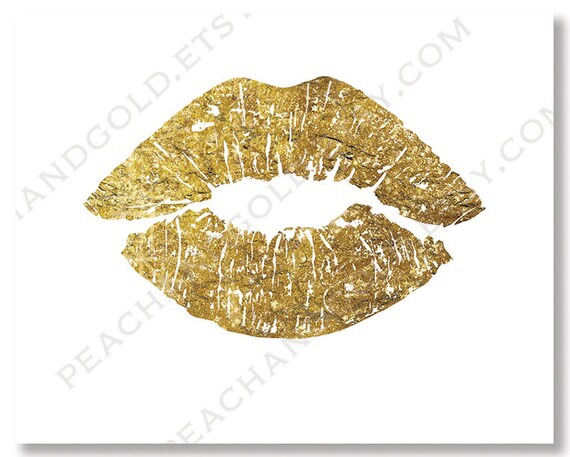 Gold Lips Print Instant Download Printable Art by PeachAndGold