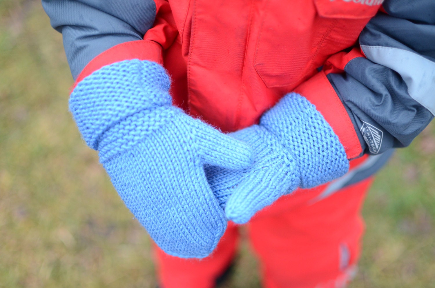 Knit Wool Kids Mittens Hand Knitted Toddler Mittens Blue