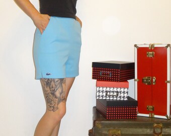 Vintage 1970's LACOSTE Baby Blue Haymaker High Waist Shorts Size 8/ 70s High Shorts/ Lacoste Shorts