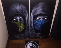 Three piece Mortal Kombat Airbrush painting. Super deal on 