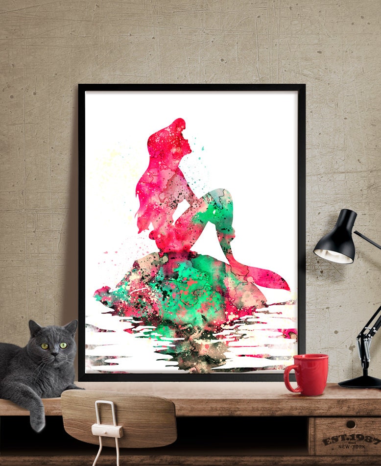 Ariel Watercolor Print Disney Art Watercolor Art Nursery