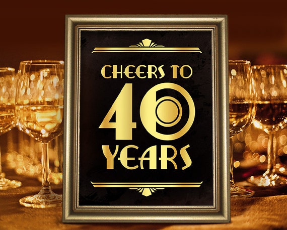 Birthday Bar Decor Cheers To 40 Years Printable Sign 40th