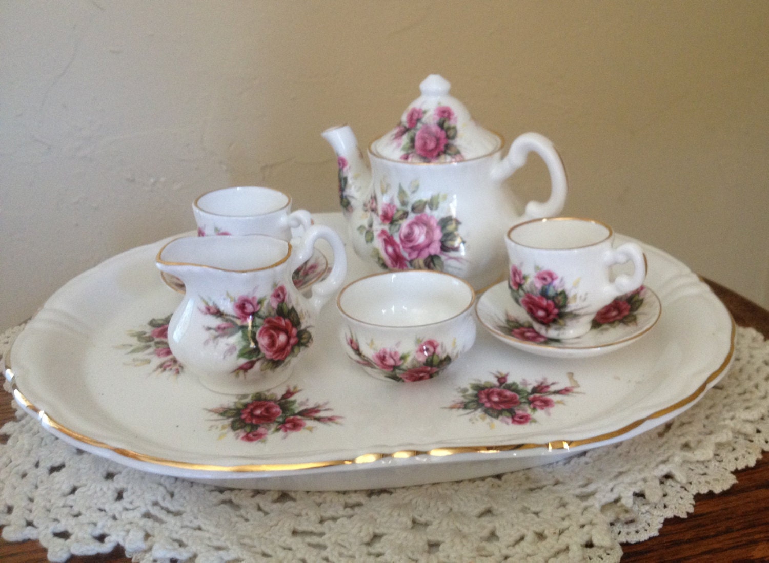 Vintage miniature 9 pc tea service set David Michael Staffordshire