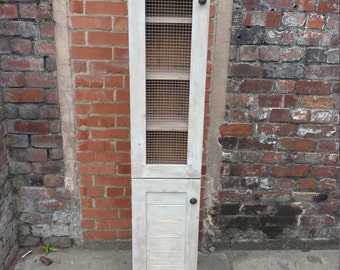 Tall distressed grey Bathroom cupboard, custom made to size cabinet with shelves, storage unit, shabby chic reclaimed wood, Farrow and Ball