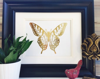 Butterfly Wall Decor, Wall Butterflies, Butterfly Print, Foil printing, Butterfly art, Gold Foil Print, Gold Butterfly, Butterfly Wall Art