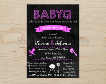 BabyQ Invitation, Baby shower girl, BabyQ girl, babyq shower invitations, baby q invitations, baby q invites, baby q shower invitation