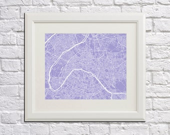 Paris Street Map Print Map of Paris City Street Map Paris Poster City Art Poster